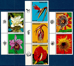 Парагвай, 1973, Цветы, 7 марок с купонами
